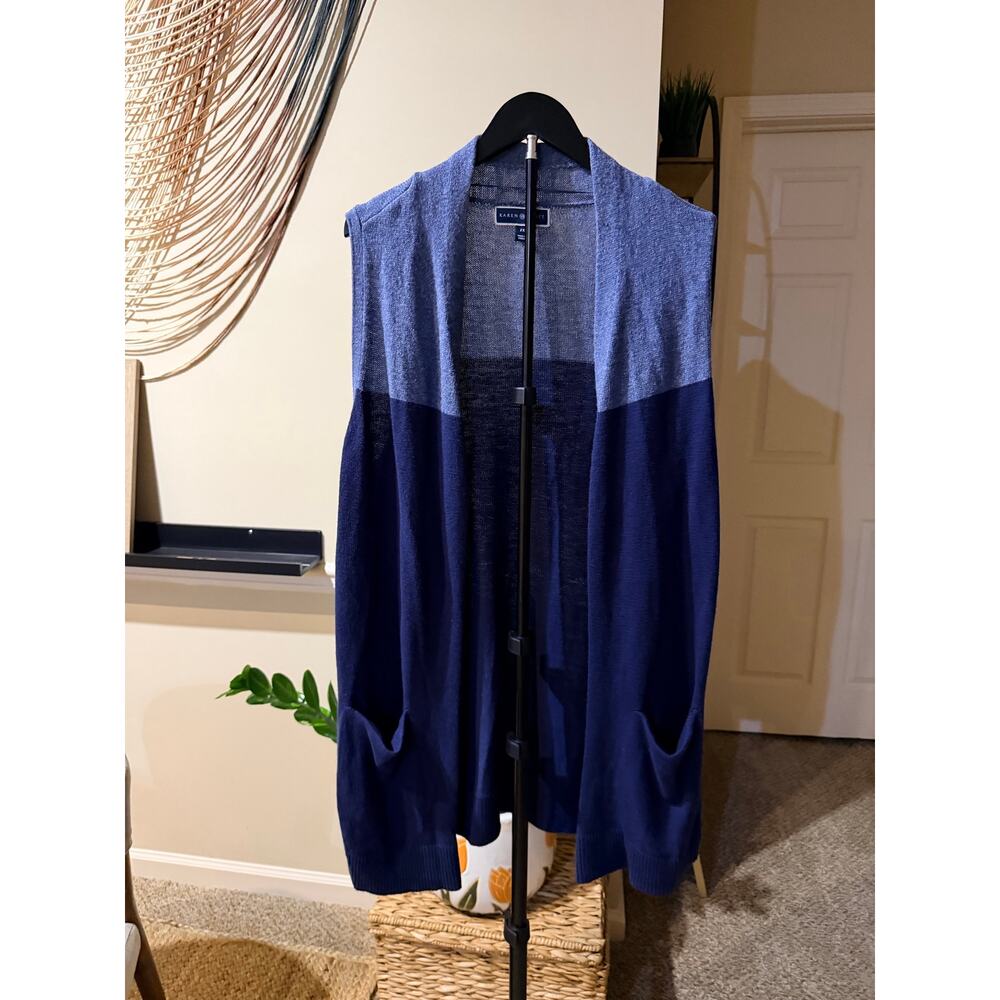 Karen Scott Blue Sweater Long Vest EUC 2X